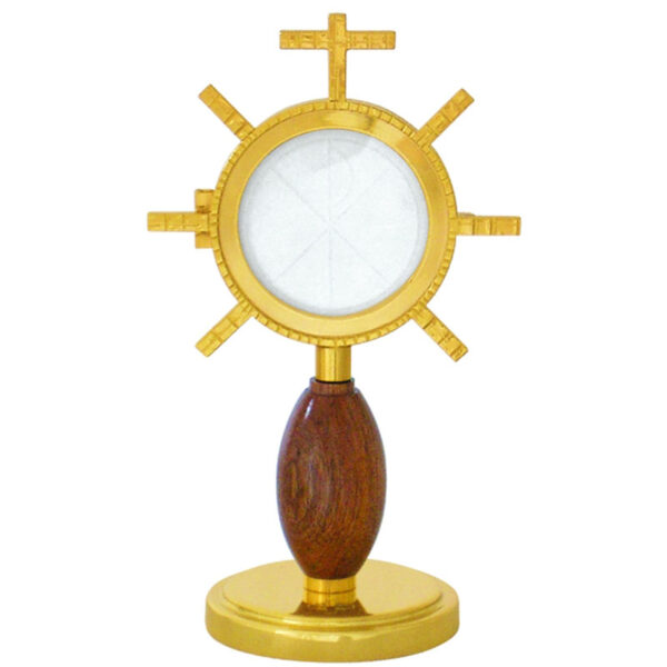 Ostensório Banho Ouro Miolo Madeira 25 - 22cm