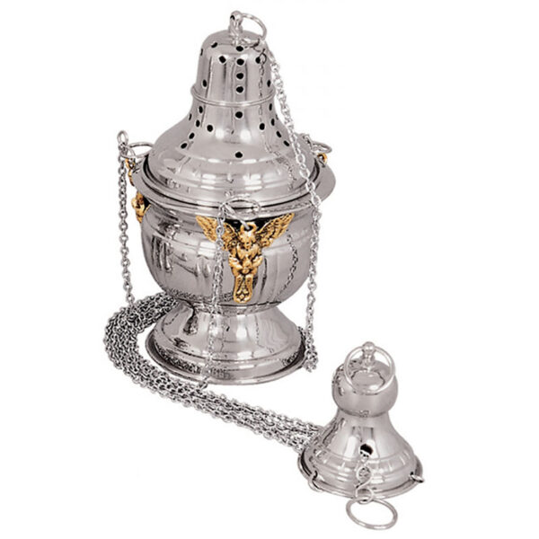 Turíbulo Grande Trabalhado Níquel 3954 - 31,5x14cm