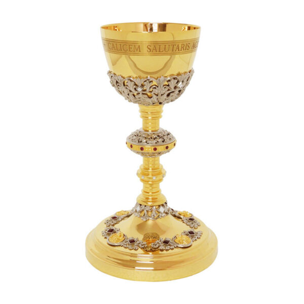 Cálice Dourado Com Pedras Vermelhas CA 816/3 - 27x11cm