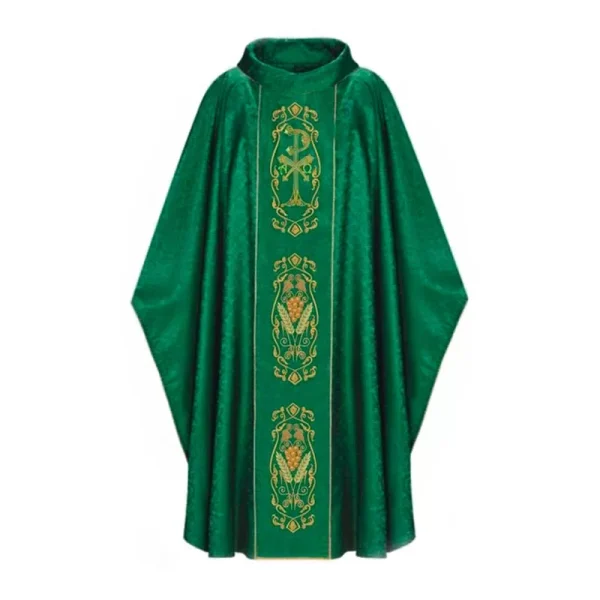 Casula Verde em Tecido Litúrgico Bordada CE
