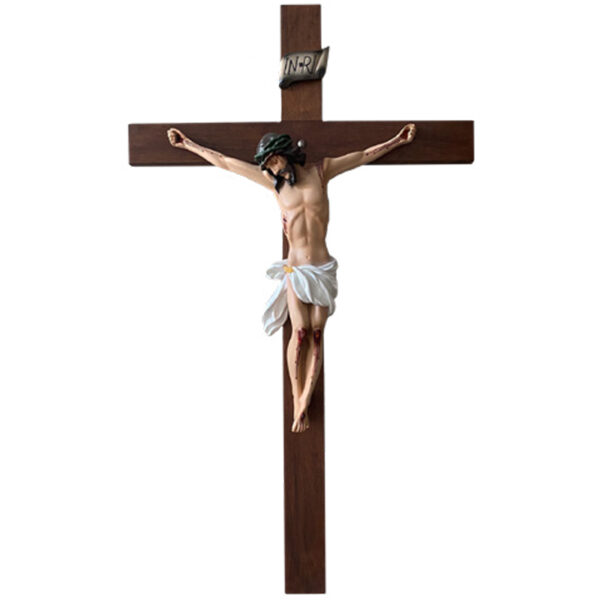 Crucifixo Madeira 85cm Cristo Resina 40cm