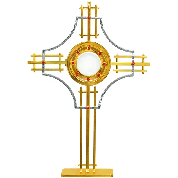 Ostensório 50 Cruz Dourado 50cm Hóstia 08cm - 6655