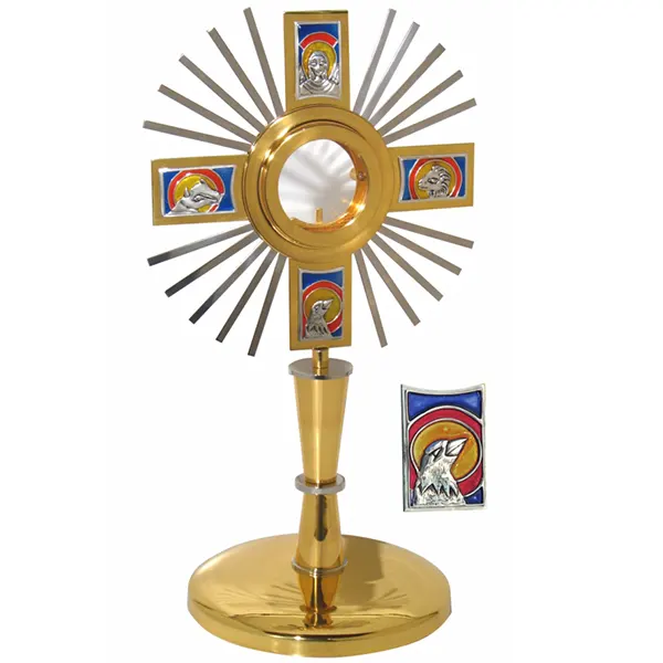 Ostensório 640 Cruz Dourado Evangelistas 47cm Hóstia 08cm