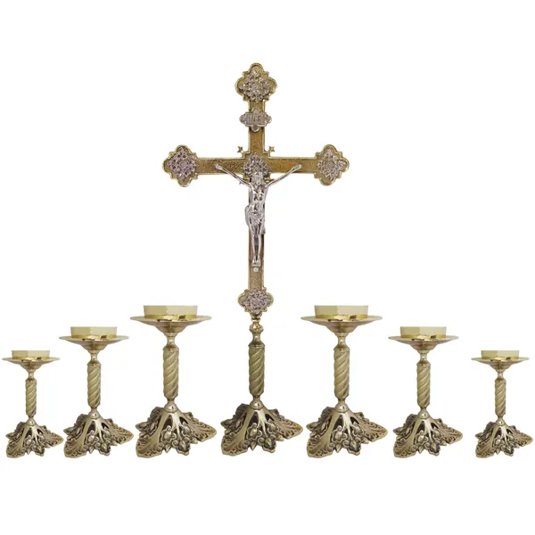 Conjunto Base Uva 6 Castiçais + 1 Crucifixo - 2428