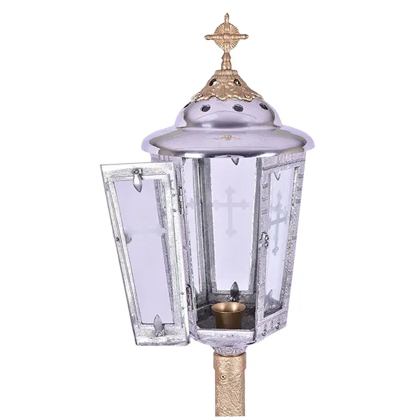 Tocheiro Lanterna Alumínio Detalhe Dourado c/ Base - 2593