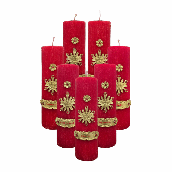 Kit com 7 Velas Pentecostes Tesouros do Espirito Santo