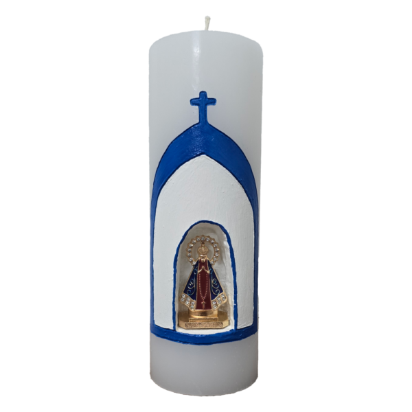 Vela Branca Entalhada 20x7 Nossa Senhora Aparecida - Capelinha