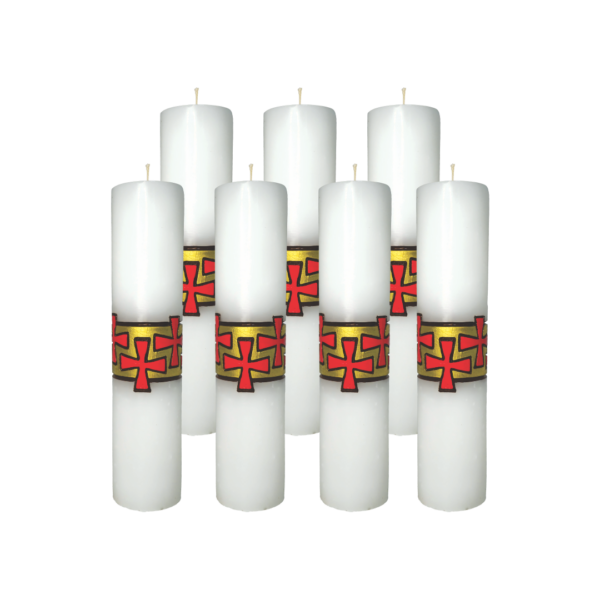 Conjunto de 7 Velas De Pentecostes Mod Cruz - 30x7cm