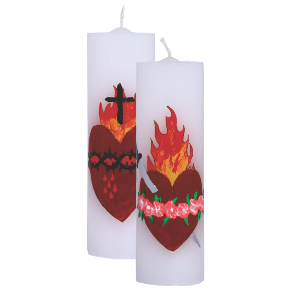 Velas Sagrado Coração de Jesus e Imaculado Coração de Maria - 20x6cm